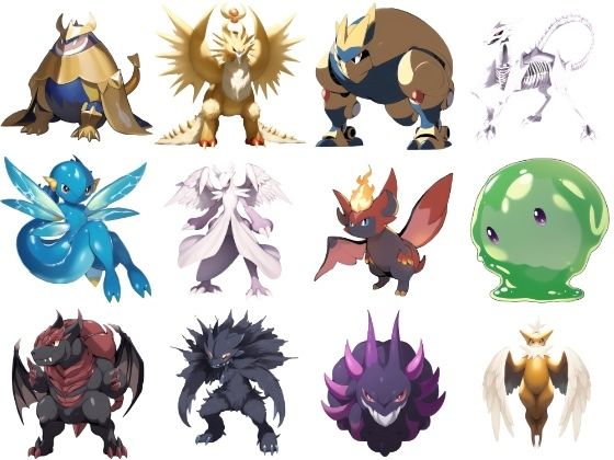 【【アニメ調のモンスター立ち絵3】著作権フリーの高解像度画像（100枚）】Game Material Store