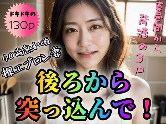 【【40歳熟れ頃裸エプロン妻】後ろから突っ込んで！真昼間から背徳の3P【130P】】踊り場ピンキー