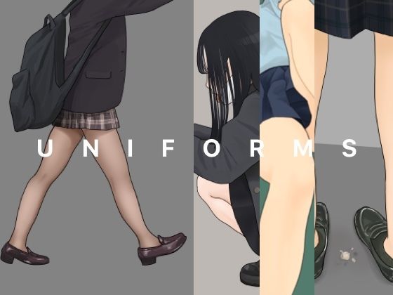 【制服と脚とローファーのイラスト】曇りの朝
