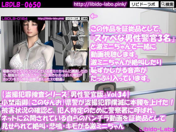 【◎【盗撮犯罪捜査シリーズ男性警官版Vol.34】小埜南御（このなんお）県警が盗撮犯罪撲滅に本腰を上げた！被害状況の確認と、犯人特定のために警察署に呼ばれ、ネットに公開されている自らのパンチラ動画を証拠品として見せられて絶叫・悲鳴・キモがる激ミニちゃん】Libido-Labo