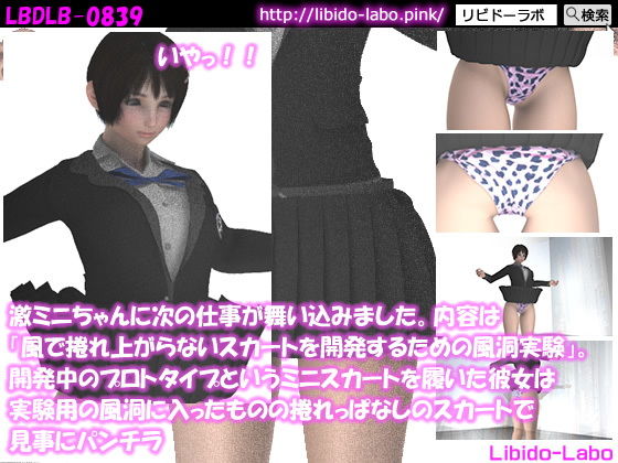 【激ミニちゃんに次の仕事が舞い込みました。内容は「風で捲れ上がらないスカートを開発するための風洞実験」。開発中のプロトタイプというミニスカートを履いた彼女は実験用の風洞に入ったものの捲れっぱなしのスカートで見事にパンチラ】Libido-Labo