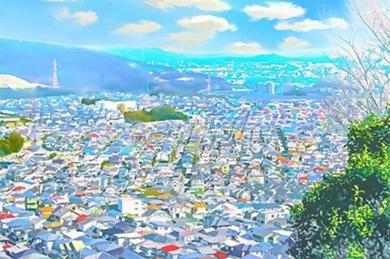 【町と住居の上空【背景素材_夕方差分＋空くり抜きセット】】Re；creating_world
