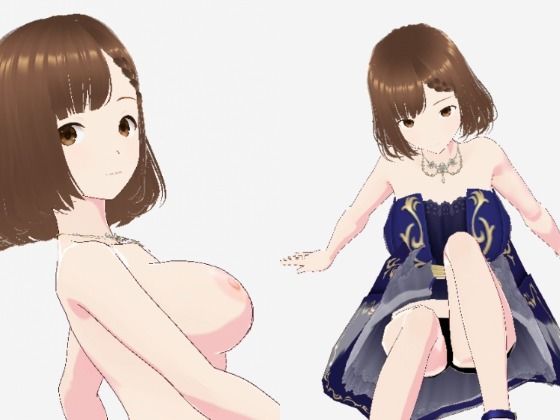 【青いドレスを着た巨乳のお姉さん（セリフなし  3DCGモデル  イラスト集）】ファンタスセレブリティ