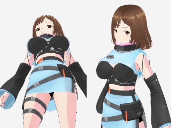 【未来から来たような水色の服の巨乳のお姉さん（セリフなし 3DCGモデル イラスト集）】アンリアルパイヤン