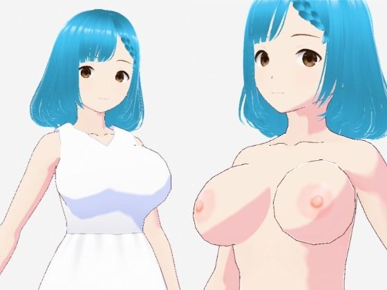 【白いワンピースにシアン色の髪の巨乳お姉さん（セリフなし  3DCGモデル  イラスト集）】アンリアルパイヤン